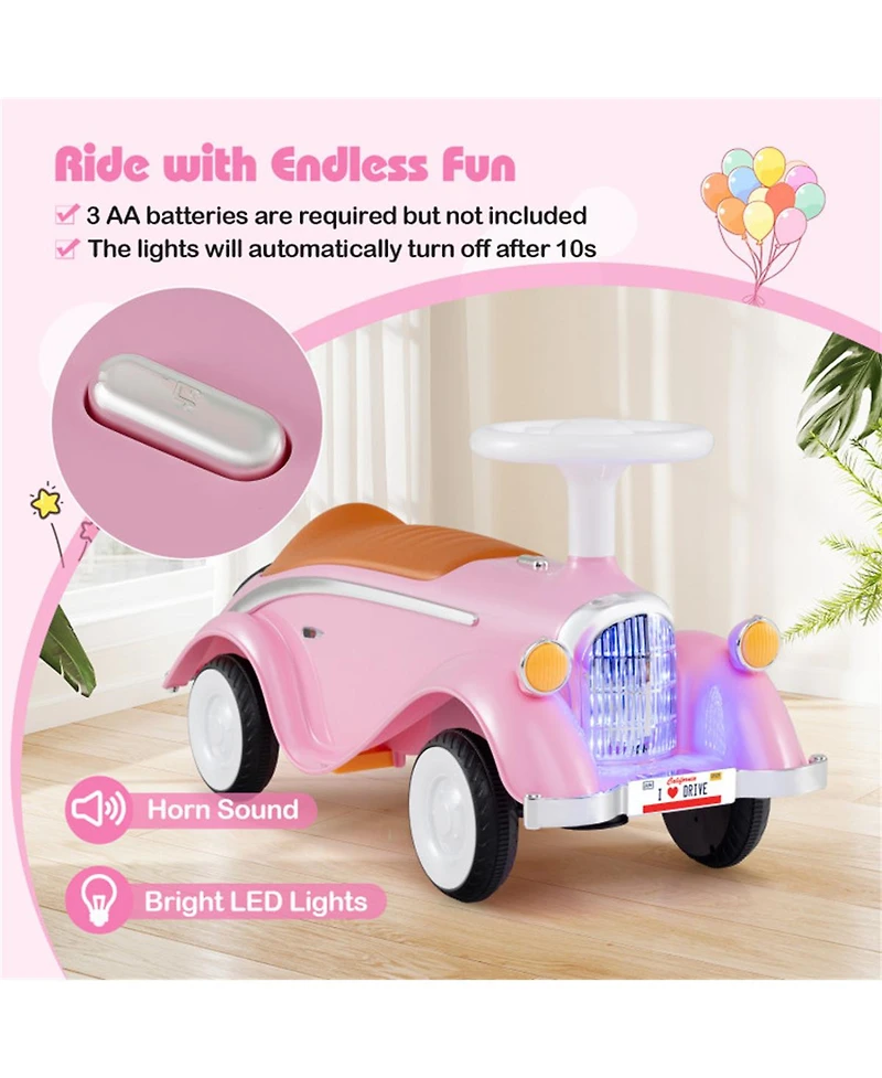 Sevorley Toddler Foot-to-Floor Ride-On Push Car with Horn, Lights and Storage, Ages 19-36 Months
