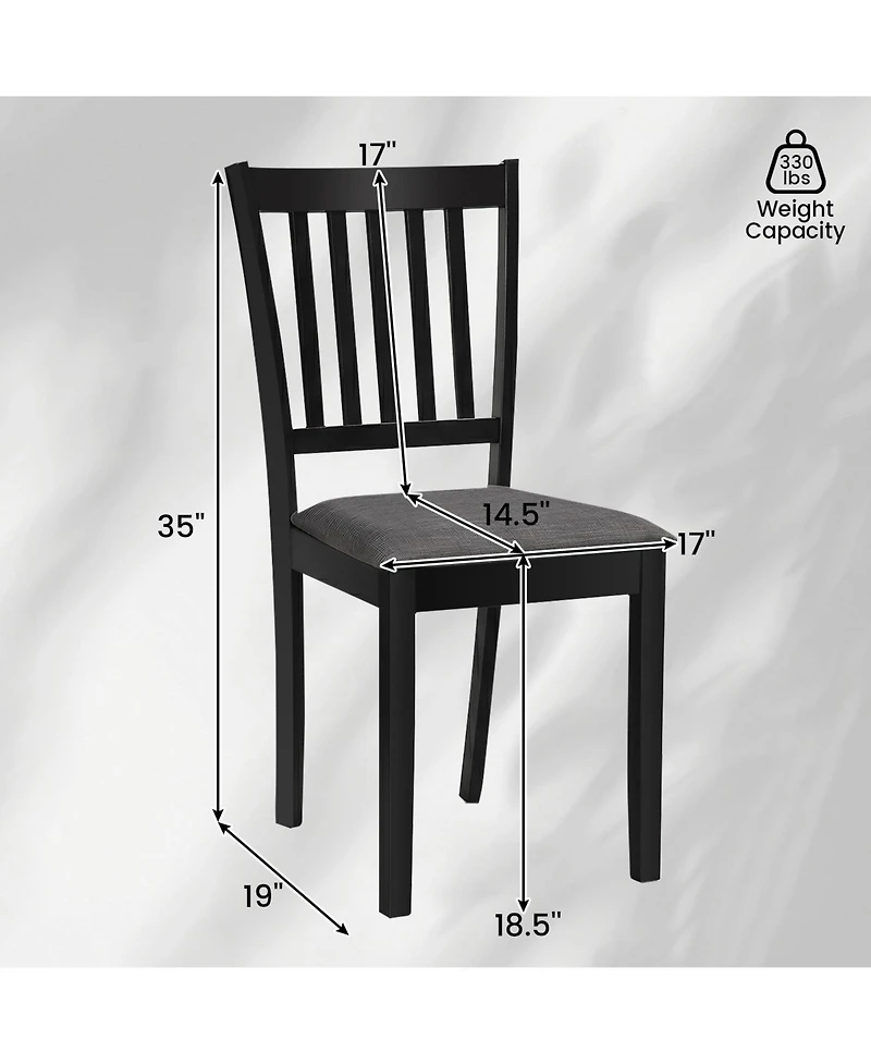 Gymax Set of 4 Wooden Dining Chairs Upholstered Kitchen Chairs with Rubber Wood Frame