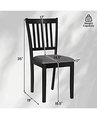 Gymax Set of 4 Wooden Dining Chairs Upholstered Kitchen Chairs with Rubber Wood Frame