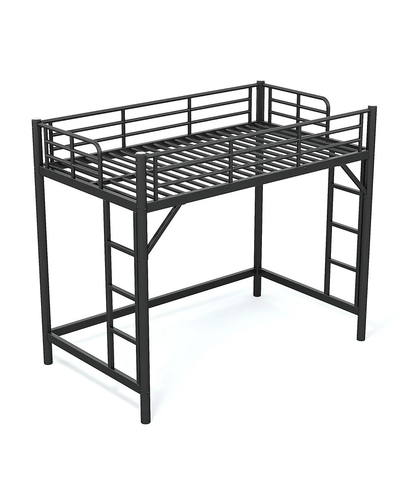 Streamdale Furniture Twin Xl Metal Loft Bed with Ladder and Guardrails
