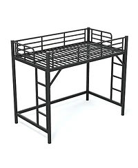 Streamdale Furniture Twin Xl Metal Loft Bed with Ladder and Guardrails