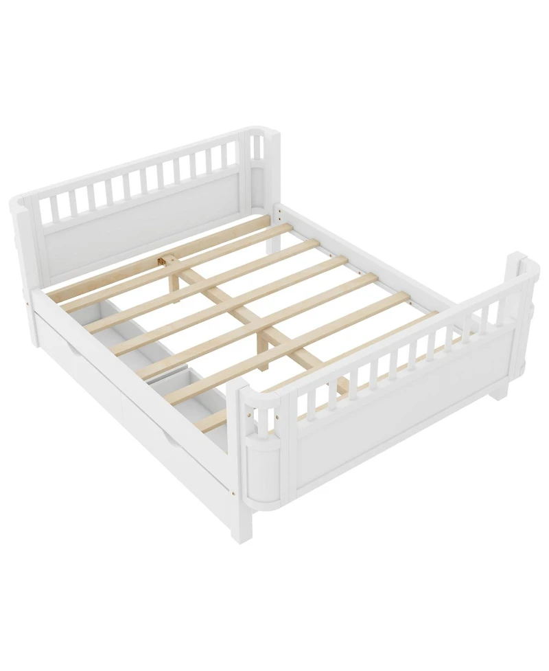 Streamdale Furniture Full Size Wood Platform Bed with Rails for Kids