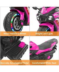 Sevorley 12V Kids Electric Ride-On Motorcycle with Music, Training Wheels, Rechargeable, Ages 3-6