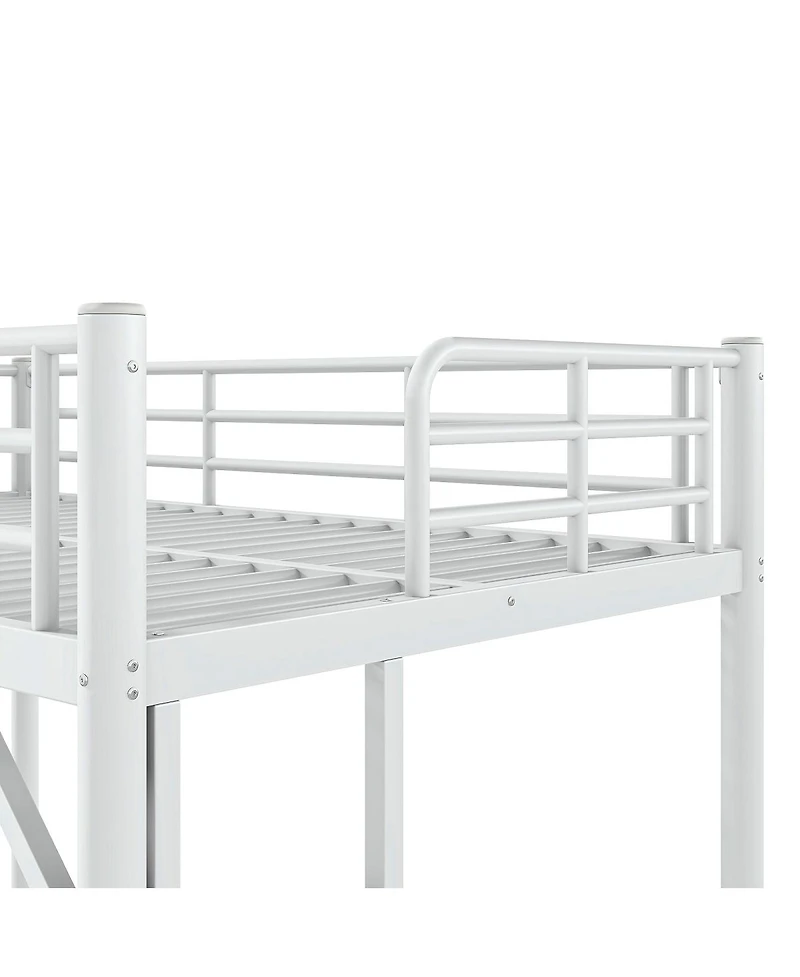 Streamdale Furniture Twin Metal Loft Bed with Ladder and Guardrails