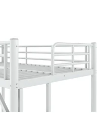 Streamdale Furniture Twin Metal Loft Bed with Ladder and Guardrails