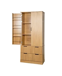 Streamdale Furniture 72" Modern Fluted Kitchen Pantry Cabinet with Spice Rack