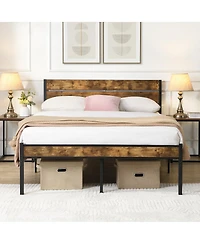 Streamdale Furniture Full Size Wood and Metal Platform Bed Frame with Storage