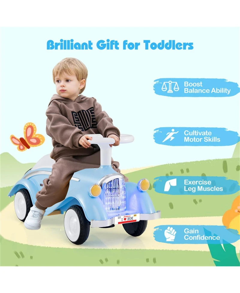 Sevorley Toddler Foot-to-Floor Ride-On Push Car with Horn, Lights and Storage, Ages 19-36 months