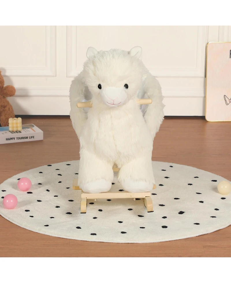 Sevorley Plush Alpaca Rocking Ride-On Toy with Safety Belt and Sound Effects, Ages 1-3