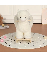 Sevorley Plush Alpaca Rocking Ride-On Toy with Safety Belt and Sound Effects, Ages 1-3