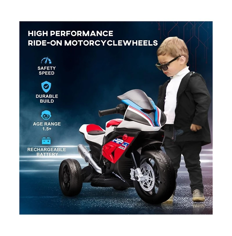 Sevorley 6V Rechargeable Kids Electric Ride-On Motorcycle with Training Wheels and Led Lights, Ages 18 Months-5 Years