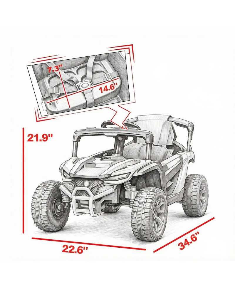 Sevorley 12V Kids Electric Utv Ride-On Truck with Parental Remote Control, Wheel Suspension and Led Lights, Ages 3-5