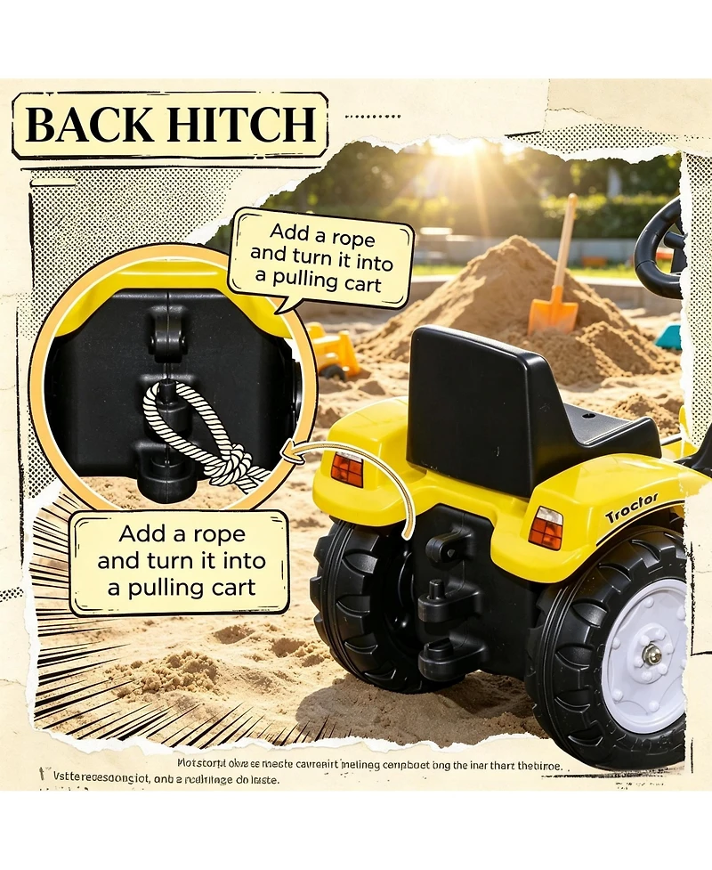Sevorley Pedal-Powered Ride-On Excavator with Working Loader Bucket, Ages 3+