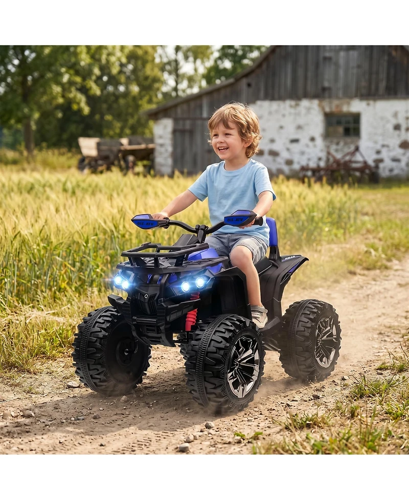 Aosom 12V Kids Atv Quad Car Toy with Music & Headlights,