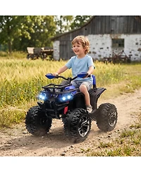 Aosom 12V Kids Atv Quad Car Toy with Music & Headlights,