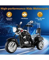 Gymax Kids 6V Battery-Powered 3-Wheel Electric Motorcycle, 66 lbs. Max Load, Ages 3+
