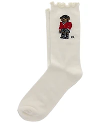 Polo Ralph Lauren Girls' 4-11 Equestrian Bear Socks, 3-Pack