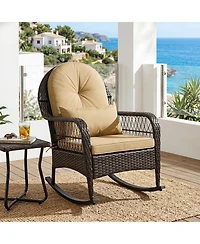 Gymax Outdoor Wicker Rocking Chair 400 Lbs Patio Rattan Rocker Chair with Anti-Tip Stoppers