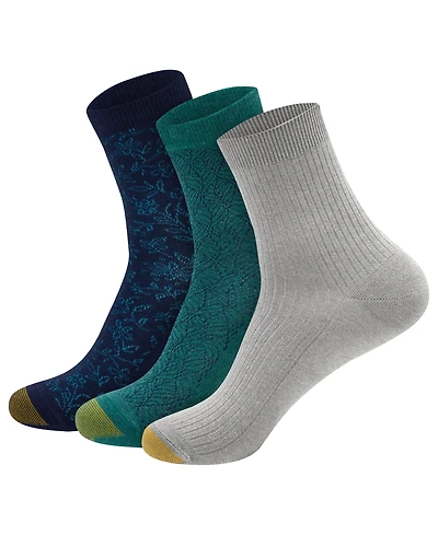 Gold Toe Women's Botanical Ribbed Reinforced-Toe Midi Socks, 3-Pack