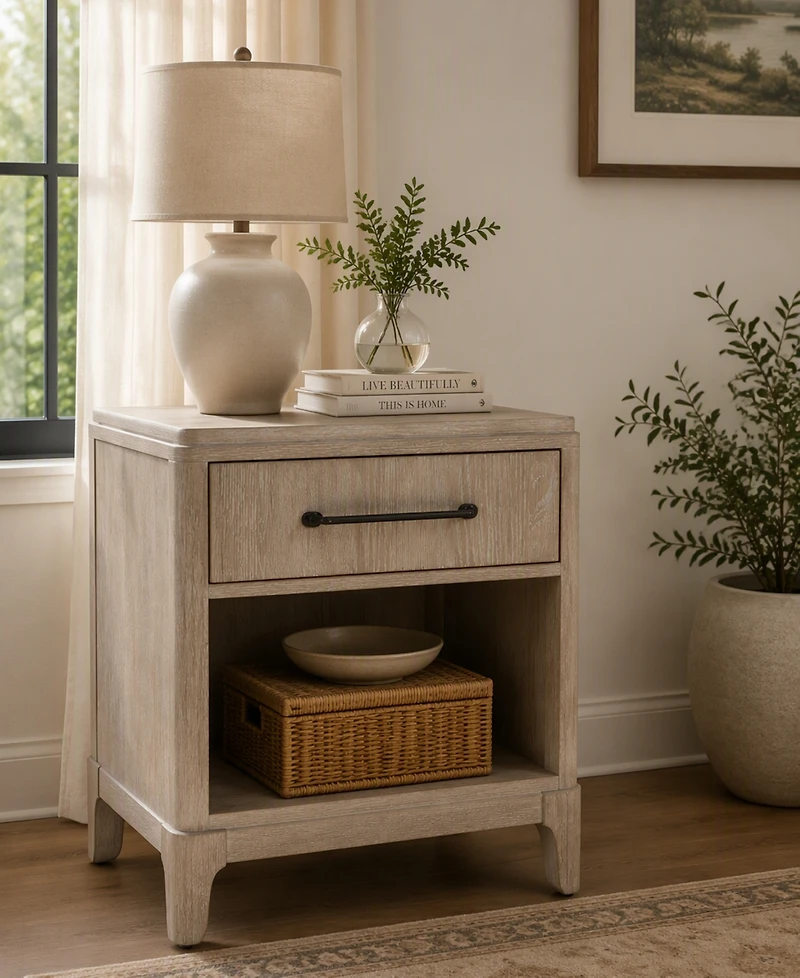 Sadie One Drawer Wood Nightstand, Macy's Exclusive