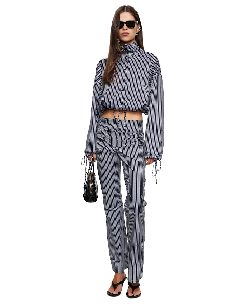 Lioness Women's Totti Cropped Turtleneck Stripe Windbreaker