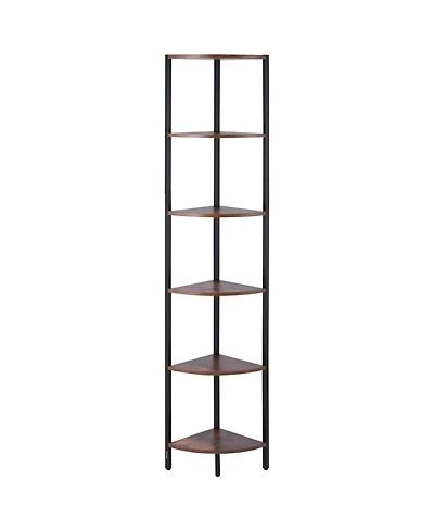 Slickblue Tall Corner Bookshelf with Led Lighting, 6 Tier Storage Display Shelf for Living Room and Office