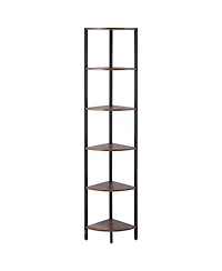 Slickblue Tall Corner Bookshelf with Led Lighting, 6 Tier Storage Display Shelf for Living Room and Office