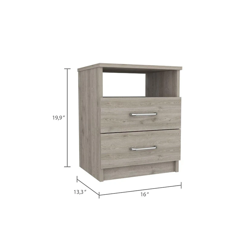 Flynama Nightstand with 2 Drawers and Open Shelf, Modern Bedside Table