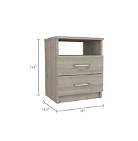 Flynama Nightstand with 2 Drawers and Open Shelf, Modern Bedside Table