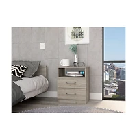 Flynama Nightstand with 2 Drawers and Open Shelf, Modern Bedside Table