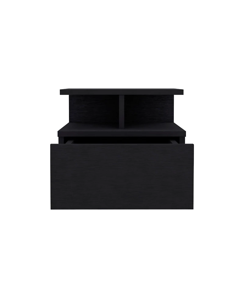 Flynama Wall-Mounted Floating Nightstand, 12" H Drawer and 2-Tier Open Shelf Side Table