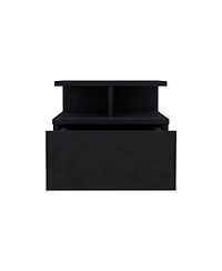 Flynama Wall-Mounted Floating Nightstand, 12" H Drawer and 2-Tier Open Shelf Side Table