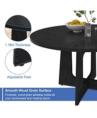 Flynama 47 Inch Round Wood Grain Dining Table