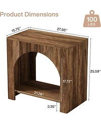 Tribesigns Farmhouse End Table with Storage Shelf, Rectangle