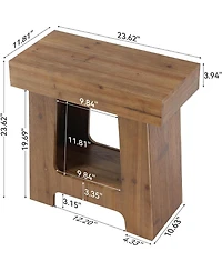 Tribesigns 23.6" Rustic End Table with Storage Shelf