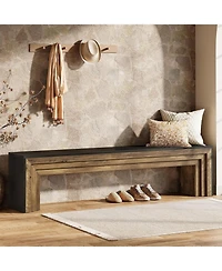 Tribesigns 71" Extra Long Entryway Bench, Modern Farmhouse Shoe Bench Wooden Indoor Seating with Layered Design for Hallway