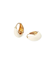 Retro Chic White Drop Hoop Earrings