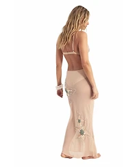 Nasty Gal Women's Flower Embellished Maxi Wrap Skirt