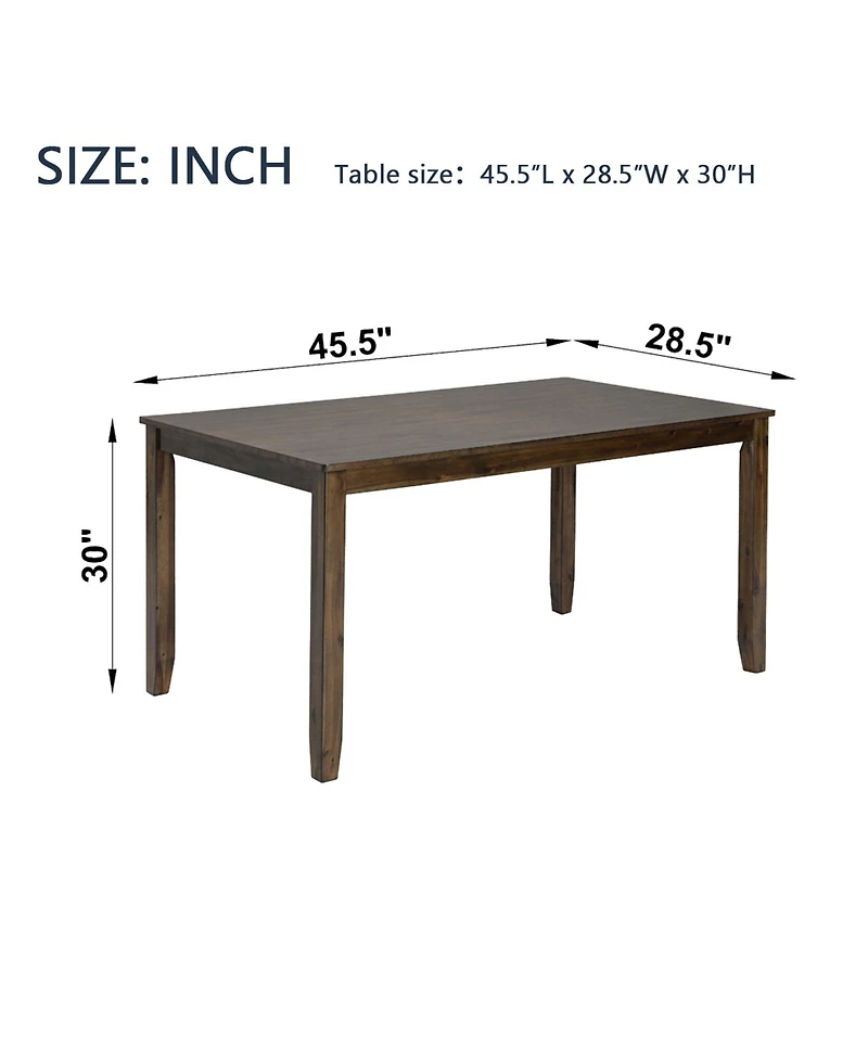 Flynama 45.5 Inch Rectangular Wooden Dining Table, Solid Wood Frame Mdf Veneer 4-Seater Kitchen Table