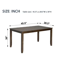 Flynama 45.5 Inch Rectangular Wooden Dining Table, Solid Wood Frame Mdf Veneer 4-Seater Kitchen Table