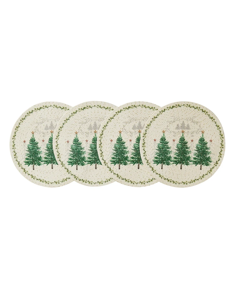 Avanti Trees Woven Braided Round Placemats, Set of 4