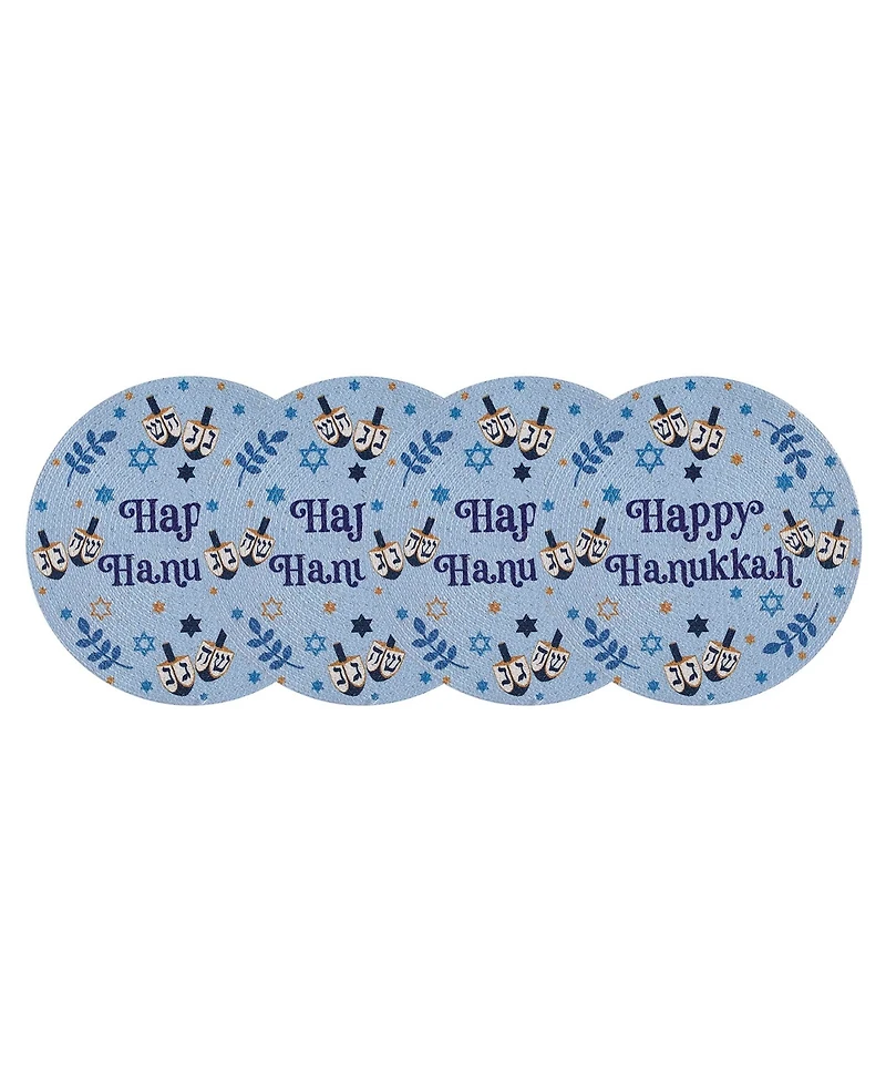 Avanti Happy Hanukkah Woven Braided Round Placemats, Set of 4