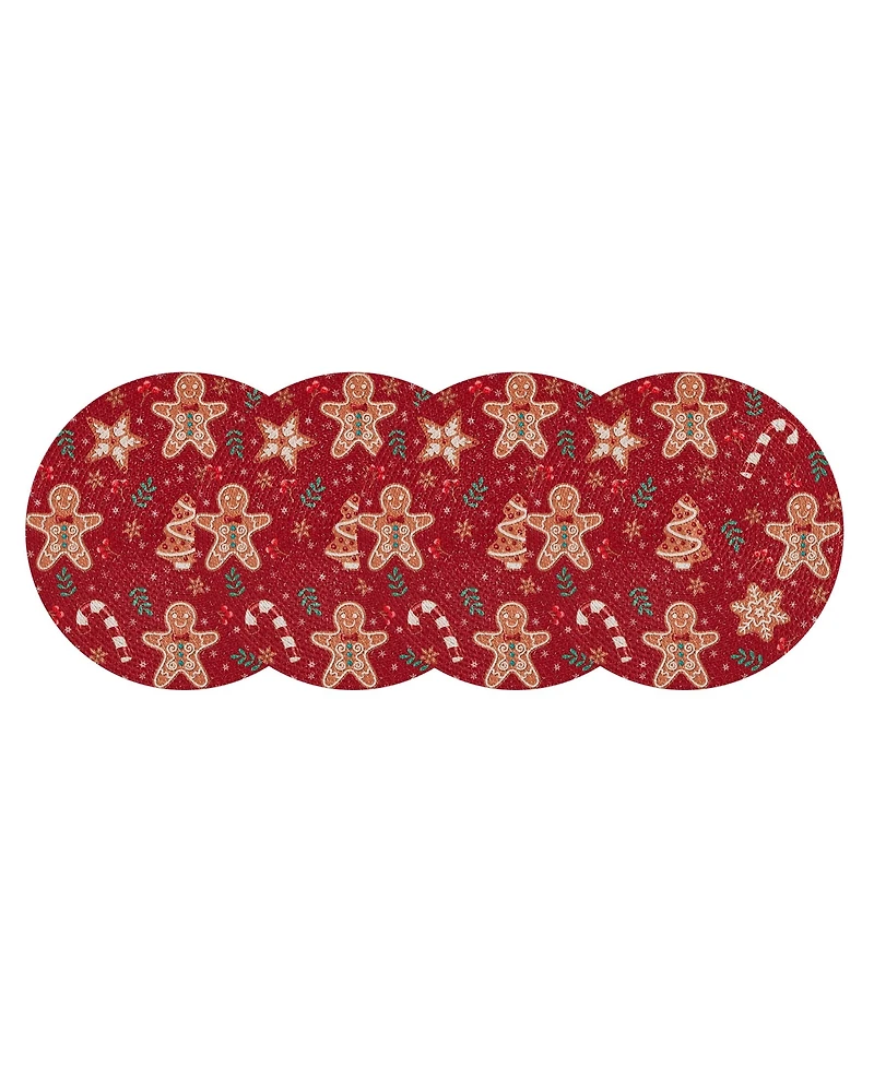 Avanti Holiday Treats Woven Braided Round Placemats, Set of 4