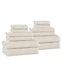 Superior Destin Viscose Blend Absorbent Quick Dry Solid Ribbed Design -Piece Towel Set