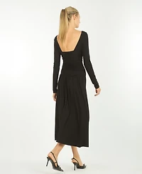 Super Natural by Secret Mission Women's Embroidered Shirt Midi Dress with Self Belt