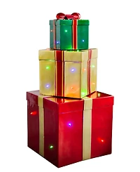 Balsam Hill Outdoor Stackable Lighted Christmas Gifts, Set of 3