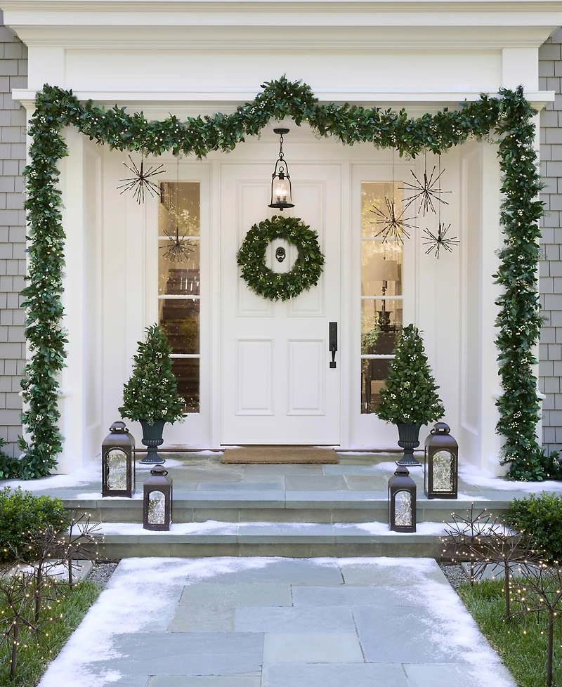 Balsam Hill 24" Outdoor Berry Cypress Pre-Lit Wreath