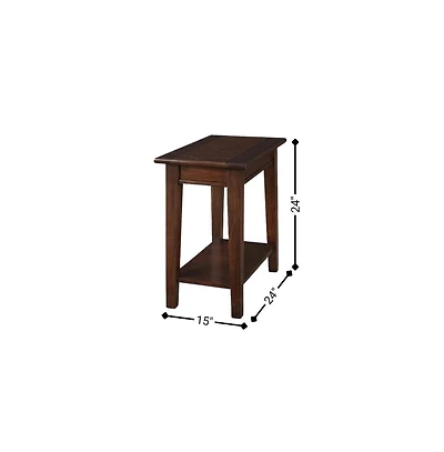Starlight Canyon Home Brown Rectangular Chairside Table, 24 Inch Mahogany Side Table with Shelf
