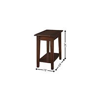 Starlight Canyon Home Brown Rectangular Chairside Table, 24 Inch Mahogany Side Table with Shelf