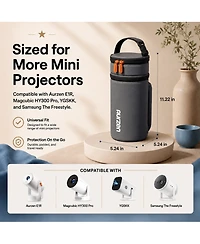 Aurzen Mini Projector Carrying Case, Portable Storage Bag with Foam Padding, Dual-Use Handle, Compatible with E1R, HY300/Pro, Ygskk and The Freestyle